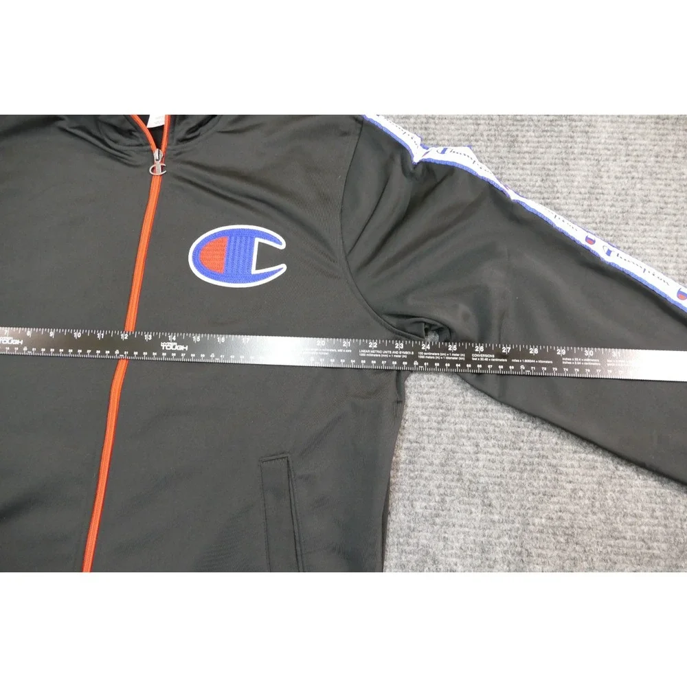 Champion vintage zip up jacket black with red accents size large with embroidery
